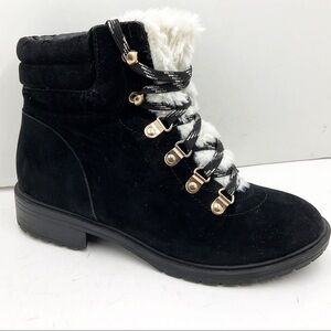 {Lexi & Abbie}Hally Lace Up Faux Fur Trimmed Boots